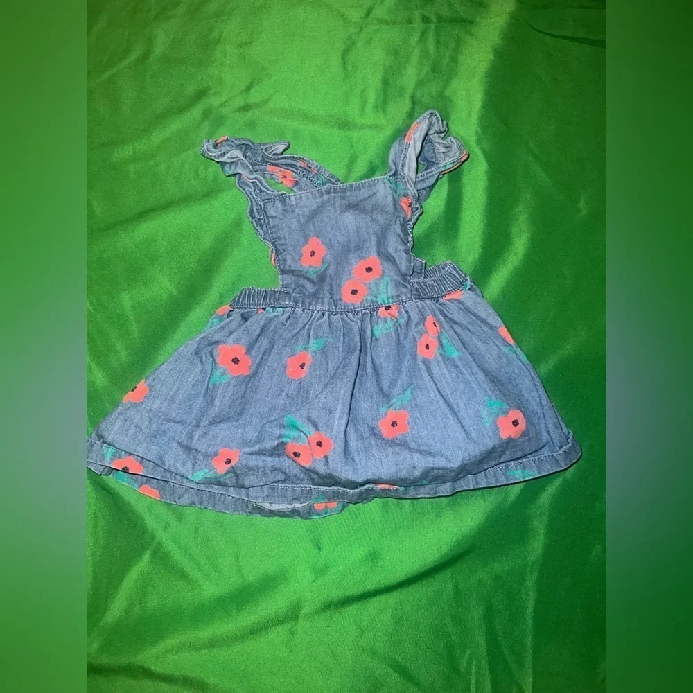 Carter's Denim Dress with Pink Floral Accents Newborn